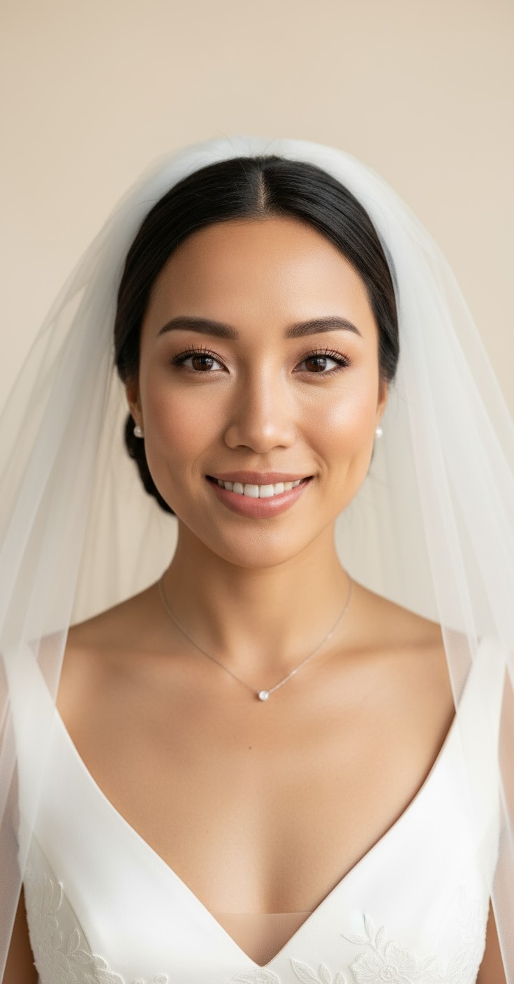 After Low Bun Wedding Hair With Veil